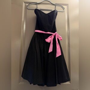 Vintage early 2000s Betsey Johnson Black Dress with pink bow